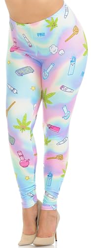 Wholesale Creamy Soft Marijuana Life Extra Plus Size Leggings - 3X-5X - USA Fashion