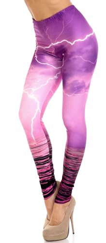Wholesale Creamy Soft Pink Lightning Storm Leggings - USA Fashion
