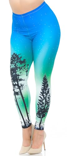 Wholesale Creamy Soft Blue Sunset Plus Size Leggings - USA Fashion