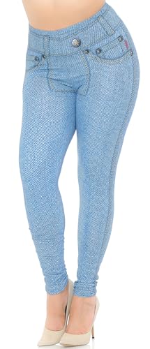 Wholesale Creamy Soft Beautiful Blue Jean Plus Size Leggings - USA Fashion