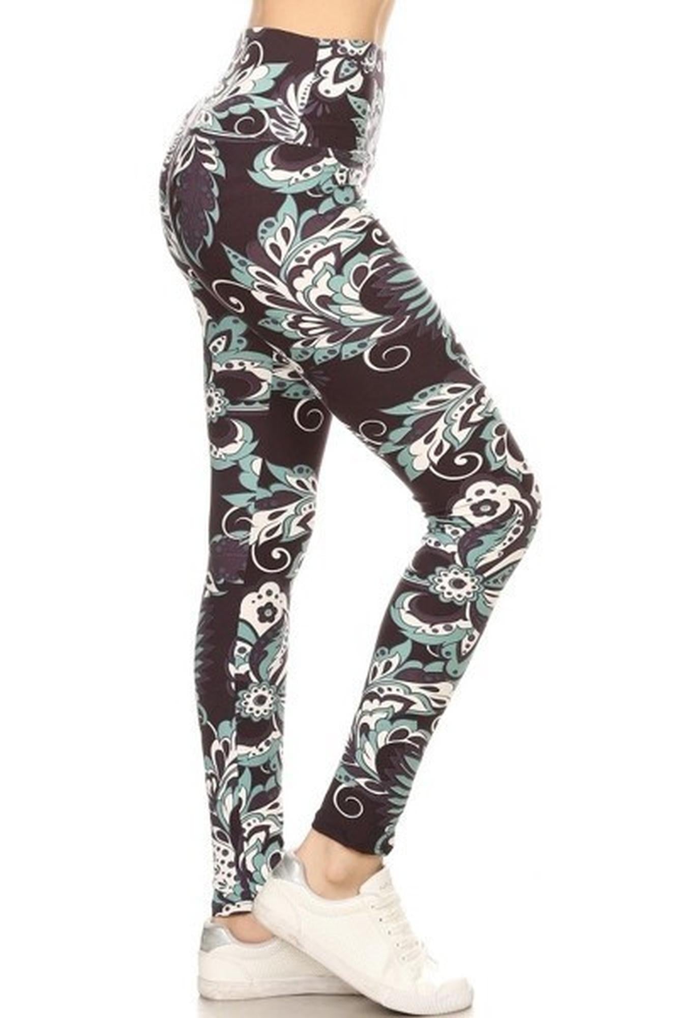 Wholesale Buttery Smooth Midnight Minty Mandala High Waist Leggings