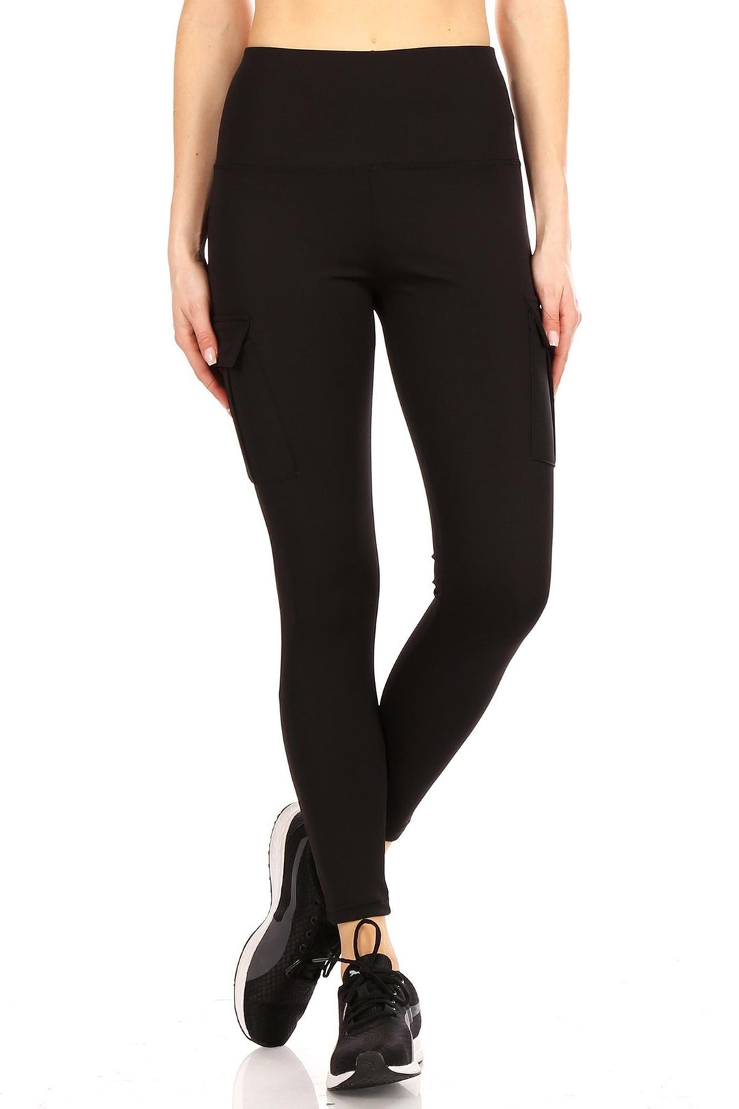 Wholesale Solid High Waist Tummy Control Sport Leggings with Cargo Pocket