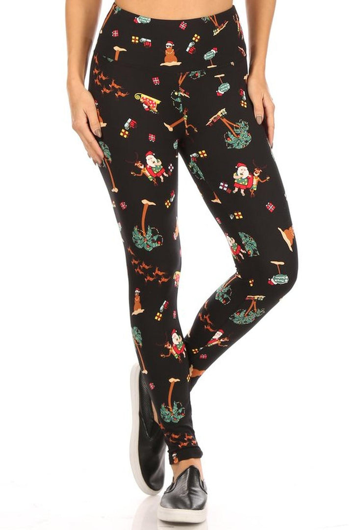 Wholesale Soft Fleece Australian Christmas Leggings