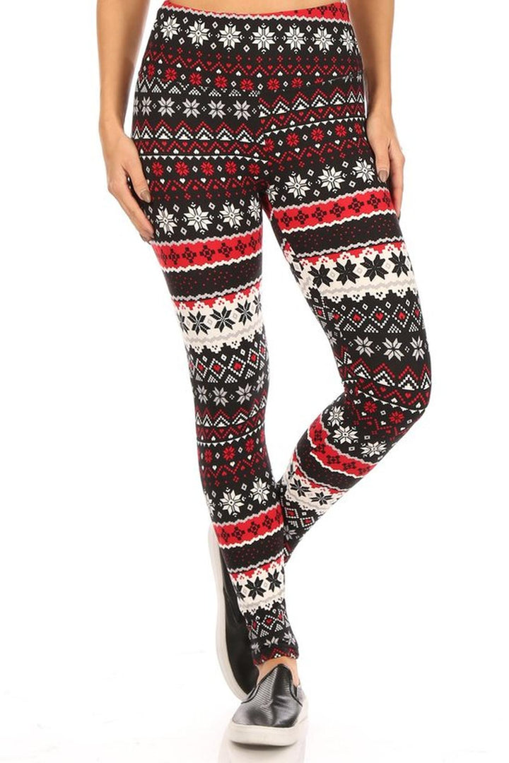 Wholesale Soft Fleece Snowflake Blizzard Holiday Leggings