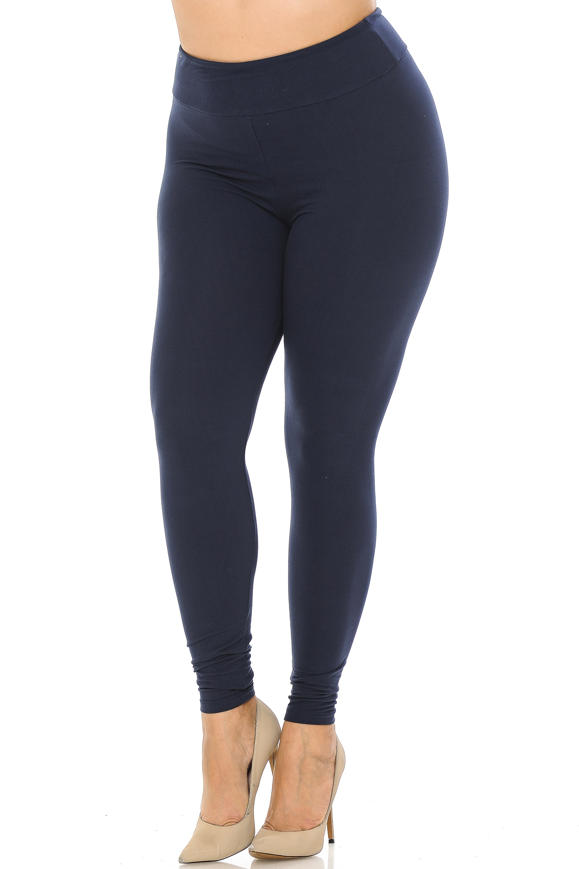 Wholesale Buttery Smooth Basic Solid Plus Size Leggings - 3 Inch - EEVEE
