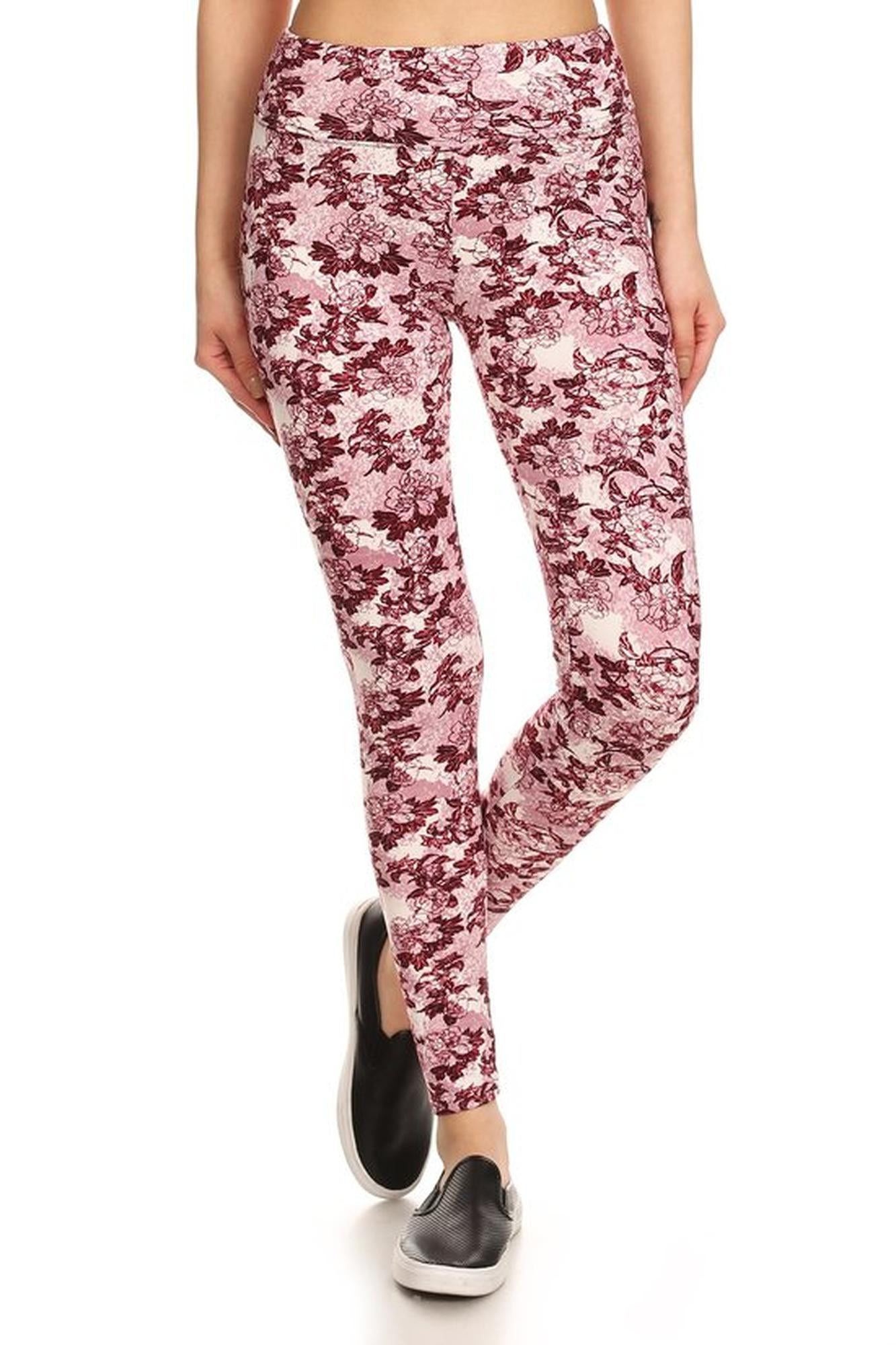 Wholesale Premium Brushed High Waisted Rosetta Rose Sport Leggings