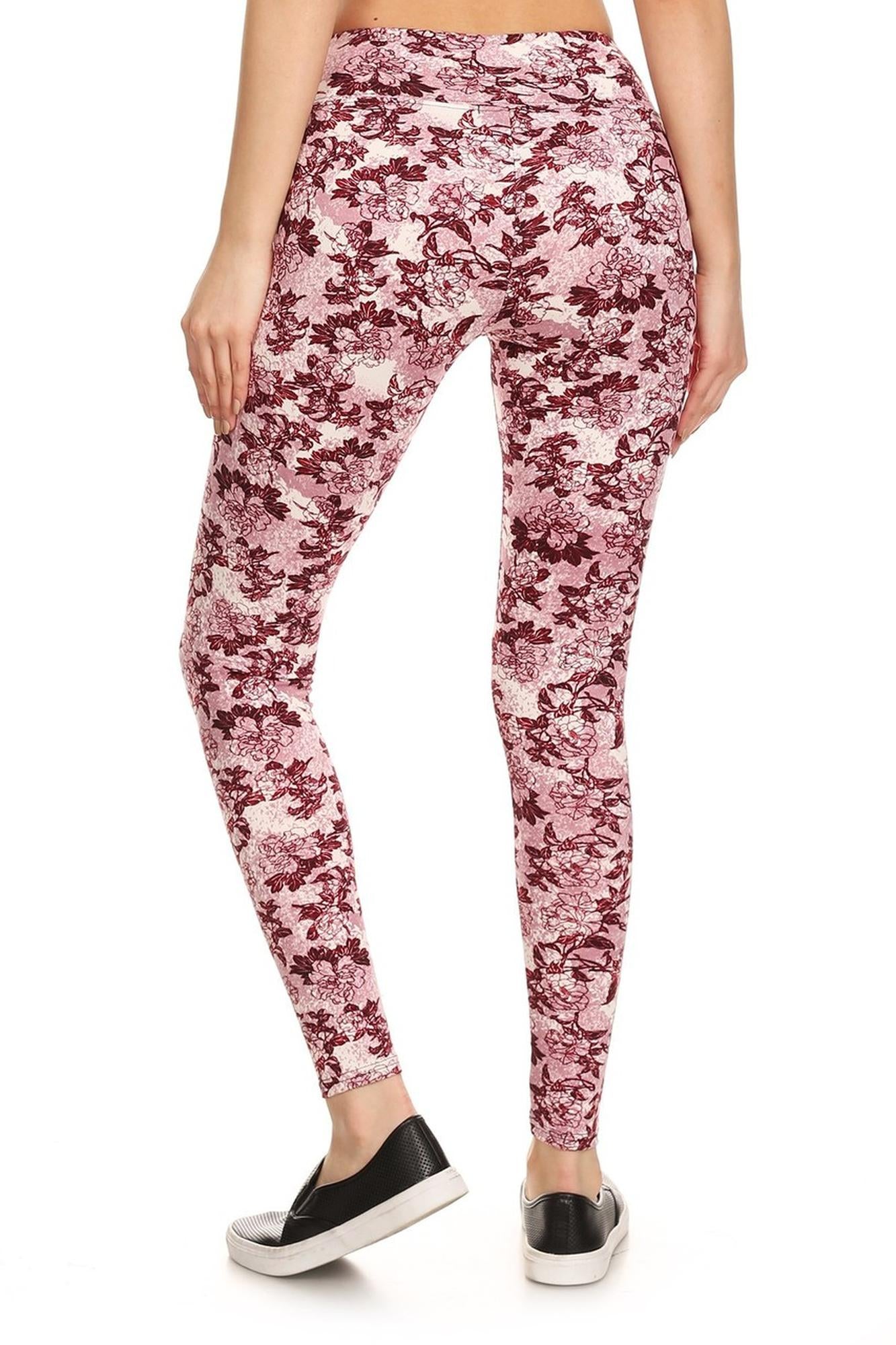 Wholesale Premium Brushed High Waisted Rosetta Rose Sport Leggings