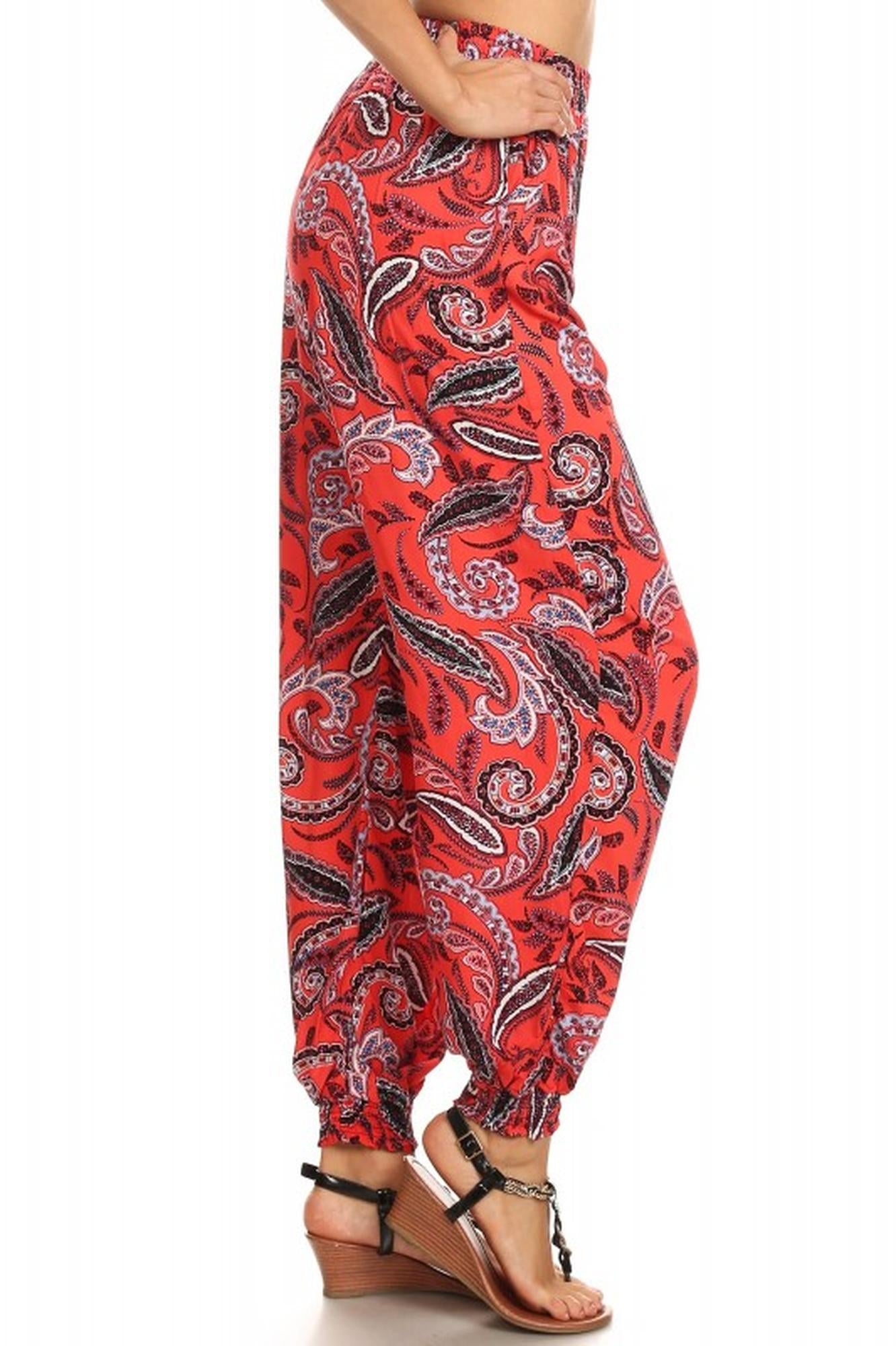 Wholesale Ruby Red Paisley Harem Joggers