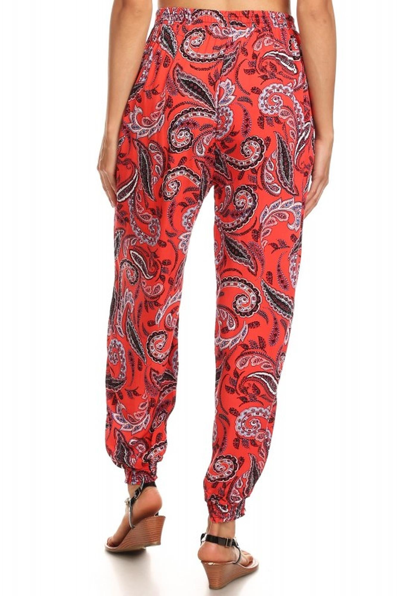 Wholesale Ruby Red Paisley Harem Joggers