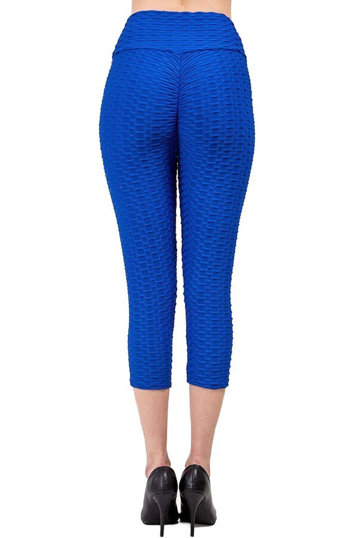 Wholesale Scrunch Butt Textured High Waisted Plus Size Capris
