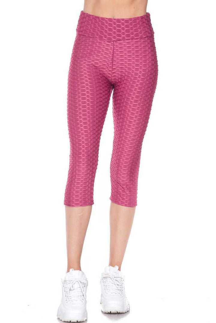 Wholesale Scrunch Butt Textured High Waisted Plus Size Capris