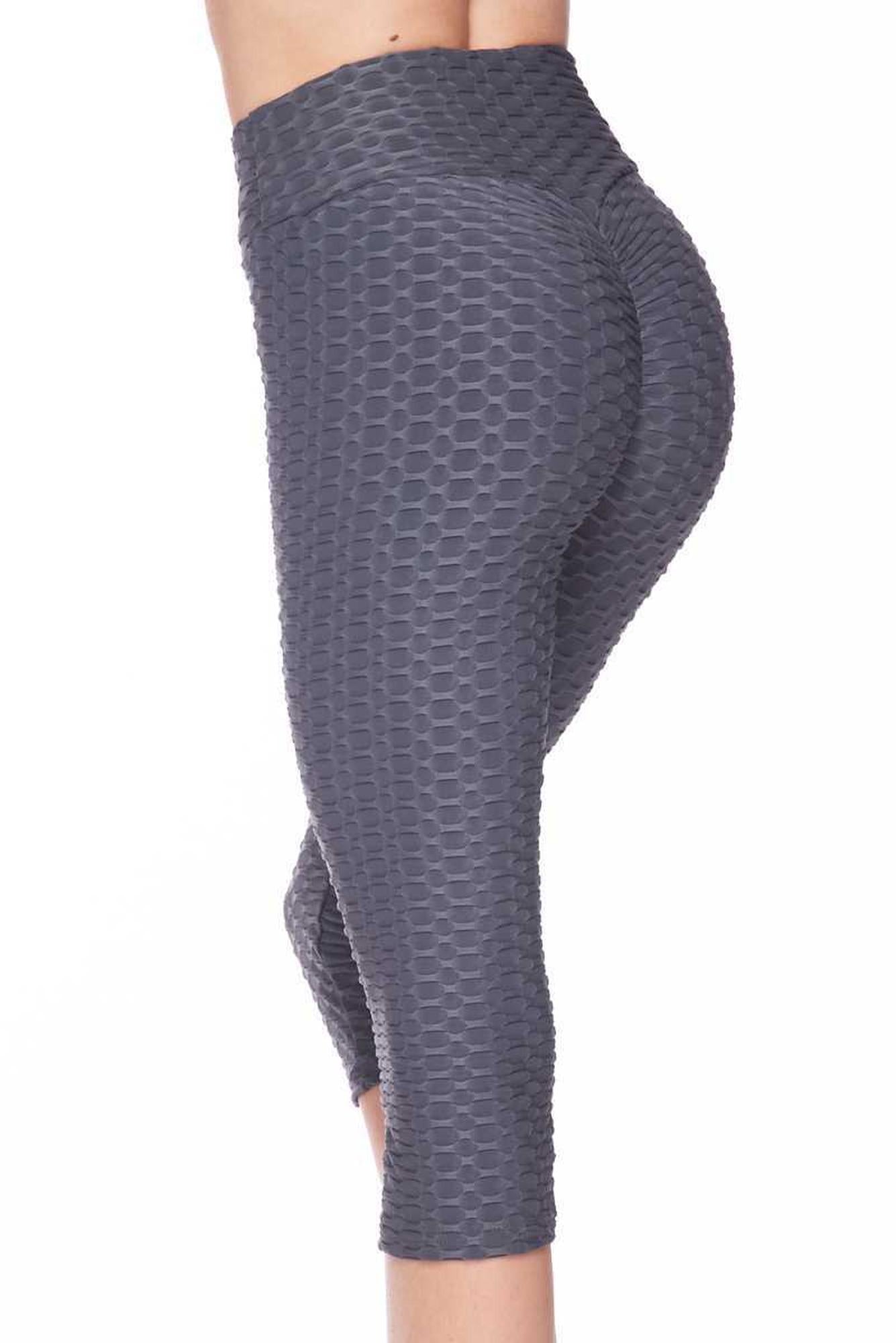 Wholesale Scrunch Butt Textured High Waisted Plus Size Capris
