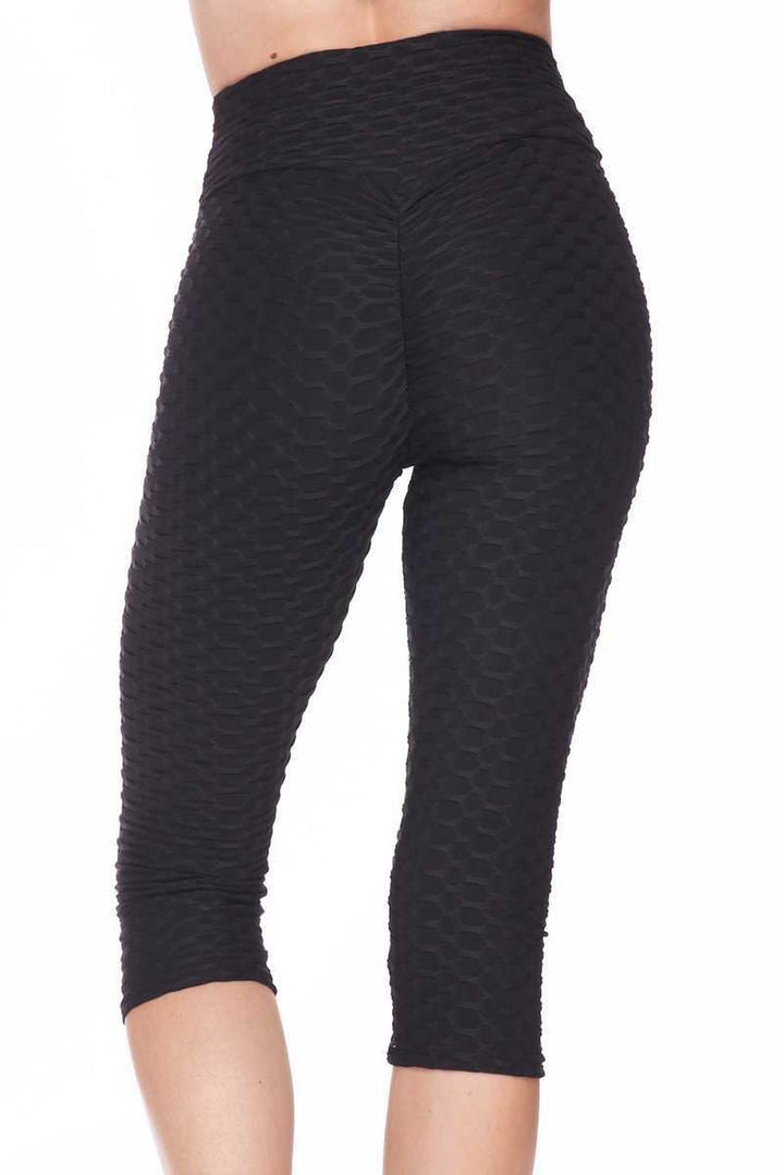 Wholesale Scrunch Butt Textured High Waisted Plus Size Capris