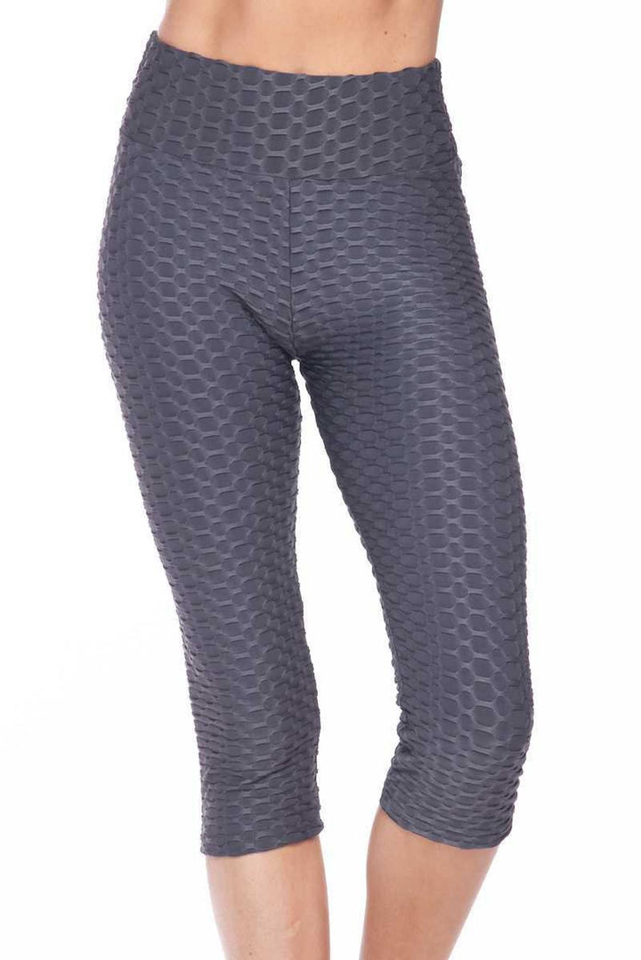 Wholesale Scrunch Butt Textured High Waisted Plus Size Capris
