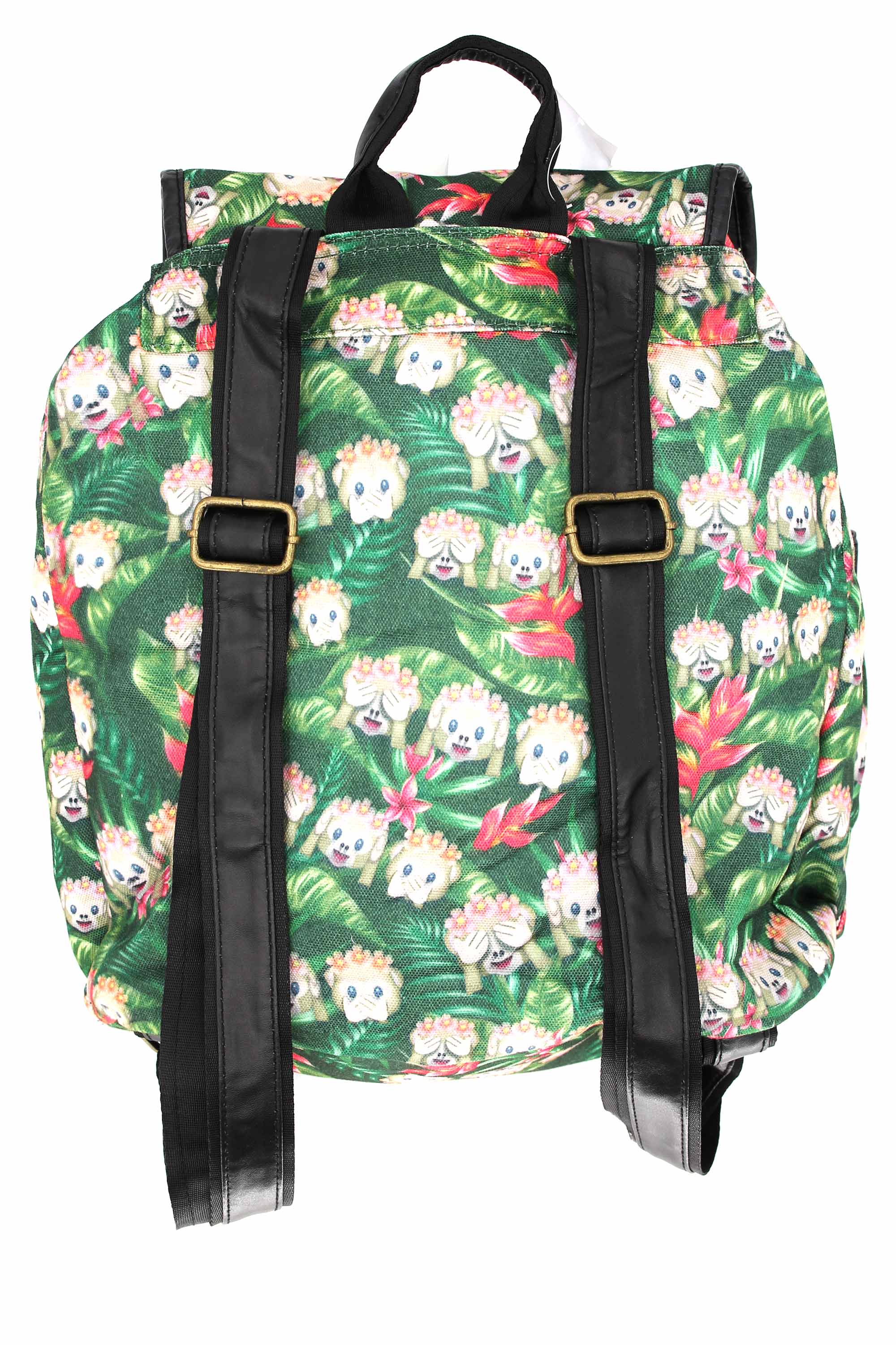 Wholesale Jungle Monkey Emoji Graphic Print Buckle Flap Backpack