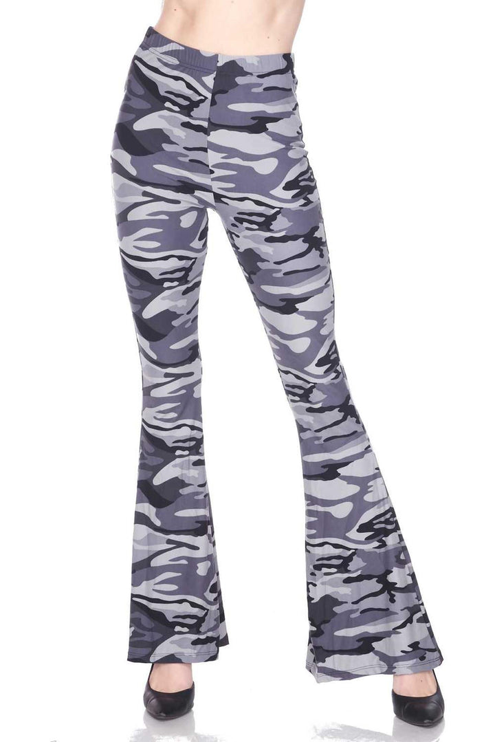 Wholesale Buttery Smooth Charcoal Camouflage Bell Bottom Leggings