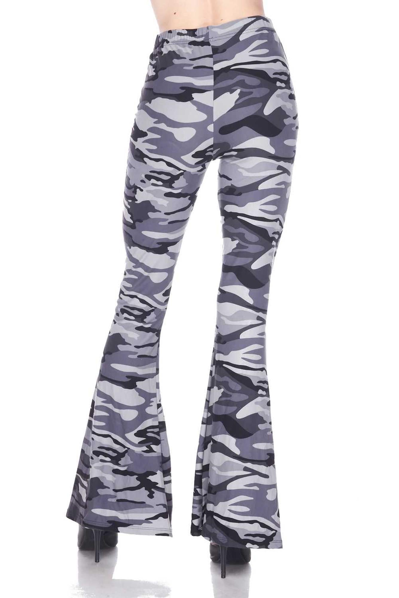 Wholesale Buttery Smooth Charcoal Camouflage Bell Bottom Leggings