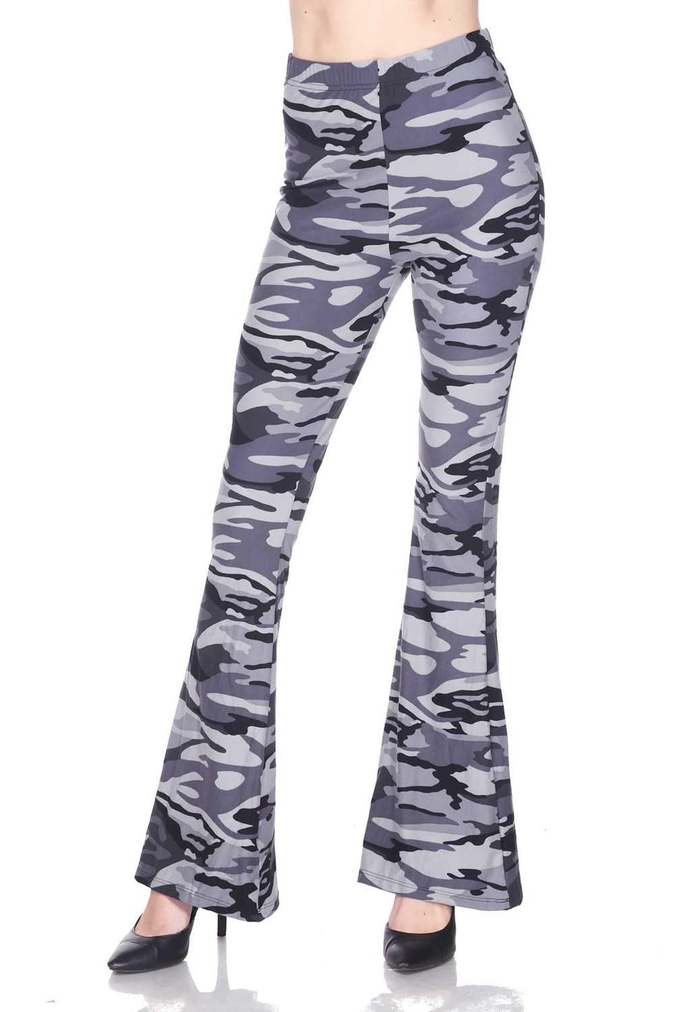 Wholesale Buttery Smooth Charcoal Camouflage Bell Bottom Leggings