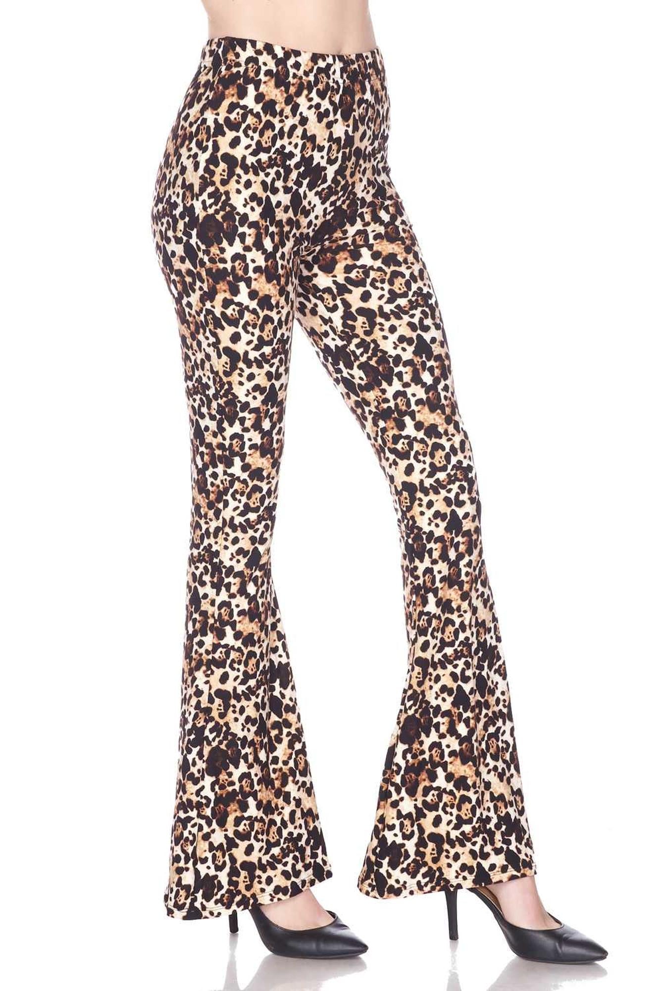 Wholesale Buttery Smooth Metro Leopard Bell Bottom Leggings