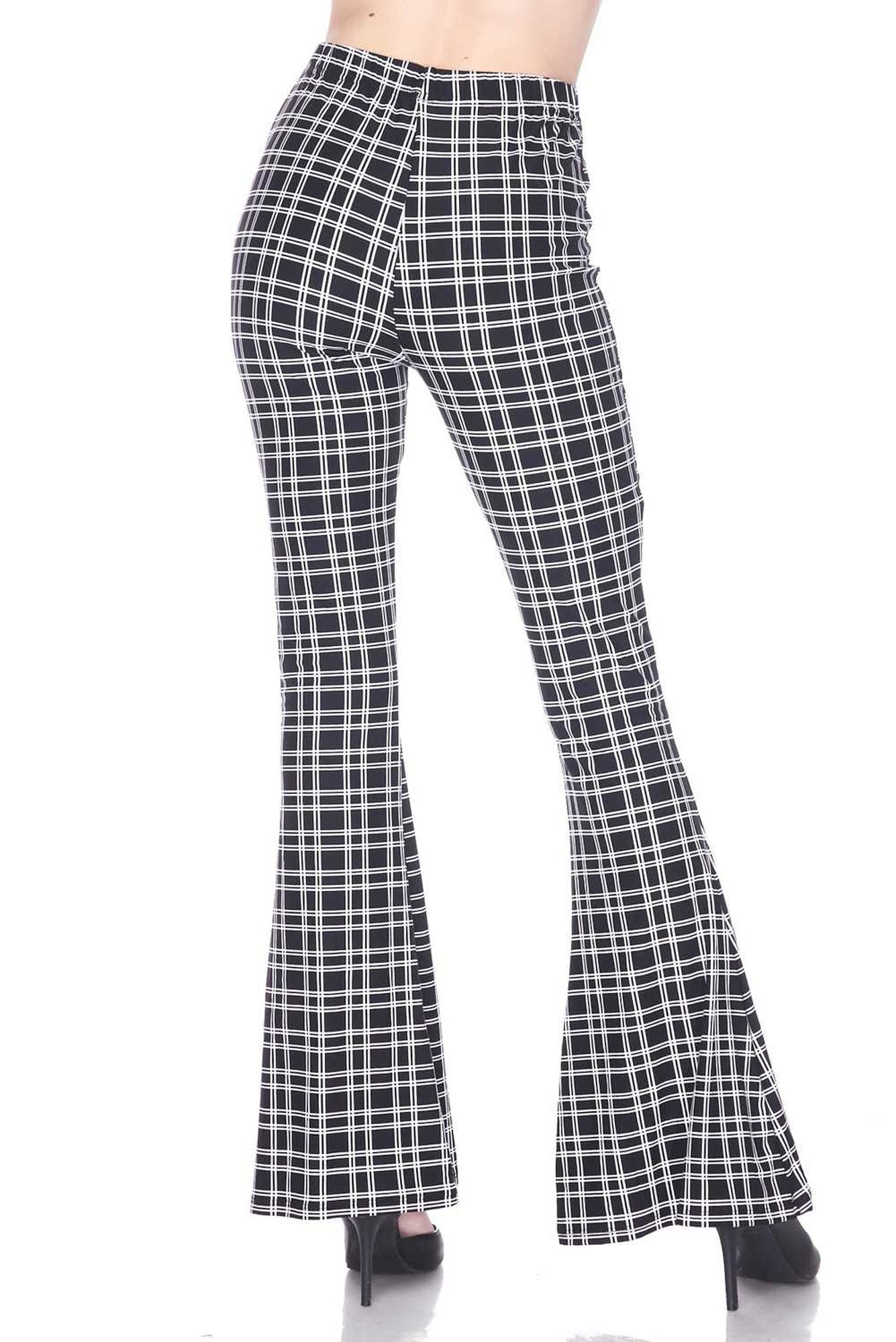 Wholesale Buttery Smooth Simple Squared Plaid Bell Bottom Leggings