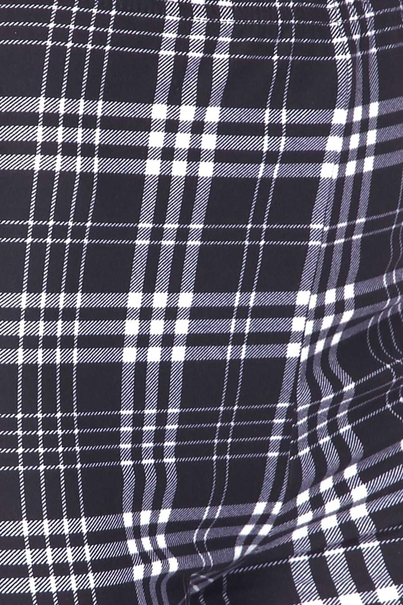 Wholesale Buttery Smooth Traditional Black and White Plaid Bell Bottom Leggings