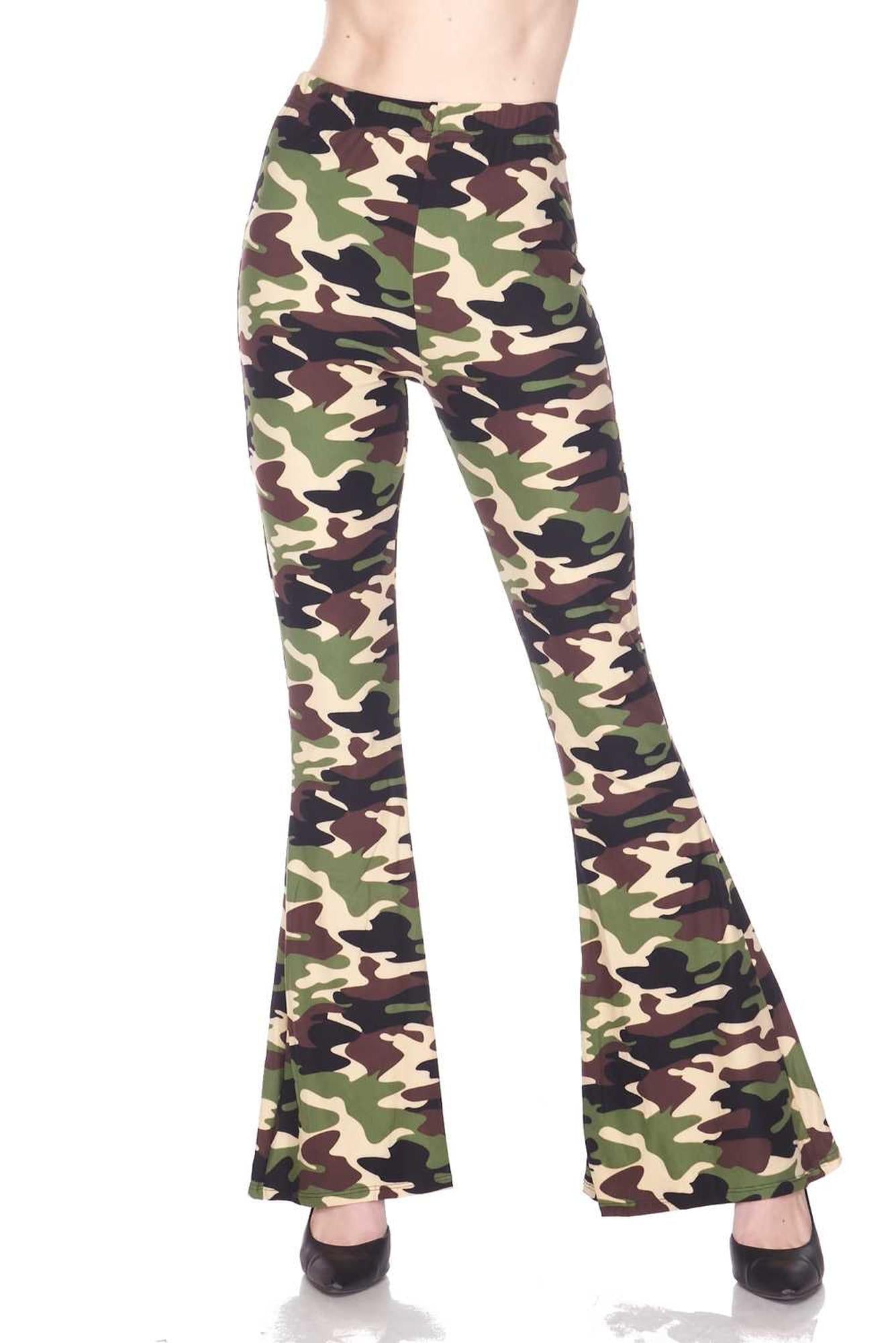 Wholesale Buttery Smooth Active Duty Camouflage Bell Bottom Leggings