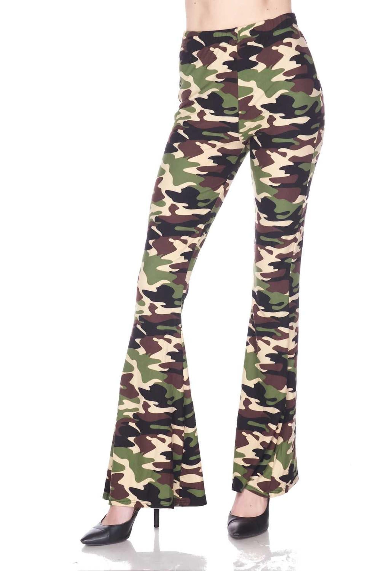 Wholesale Buttery Smooth Active Duty Camouflage Bell Bottom Leggings