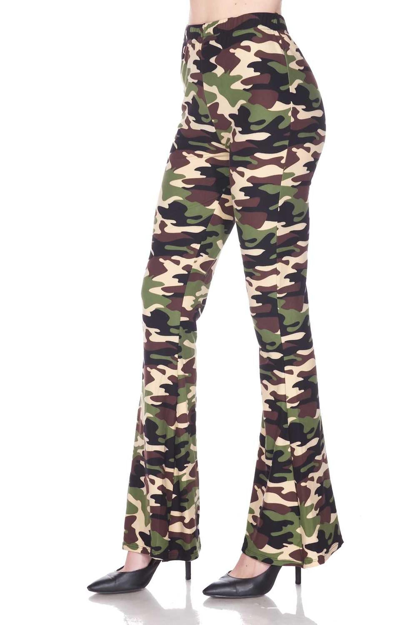 Wholesale Buttery Smooth Active Duty Camouflage Bell Bottom Leggings