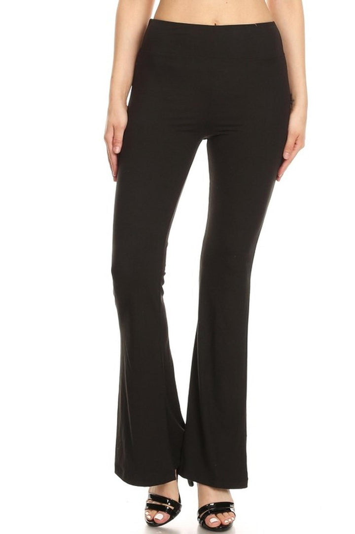 Wholesale Buttery Smooth High Waist Basic Solid Bell Bottom Leggings