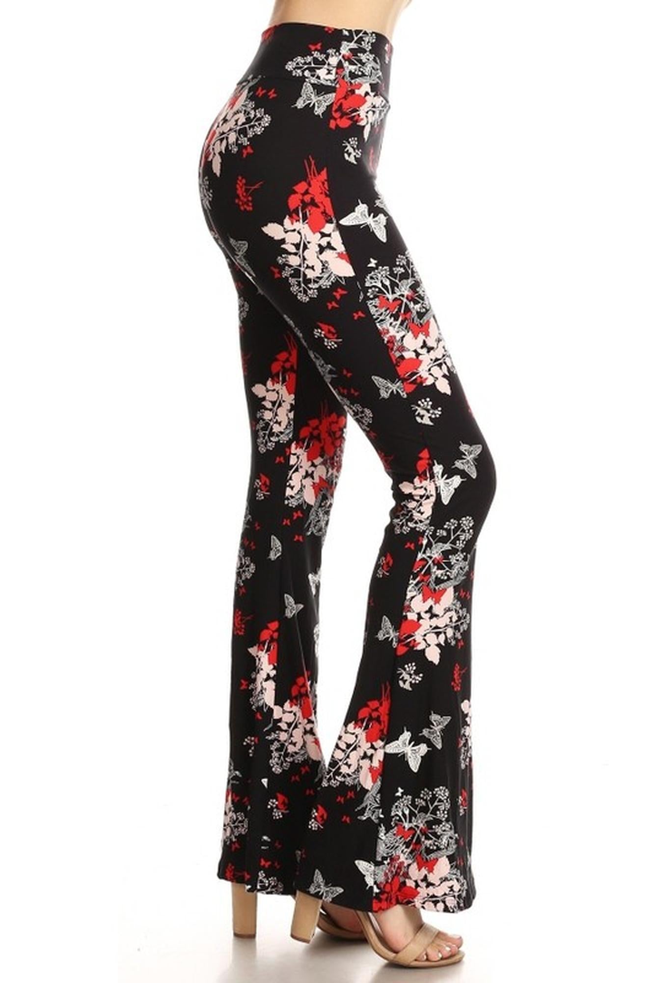 Wholesale Buttery Smooth Butterfly Bloom Bell Bottom Leggings