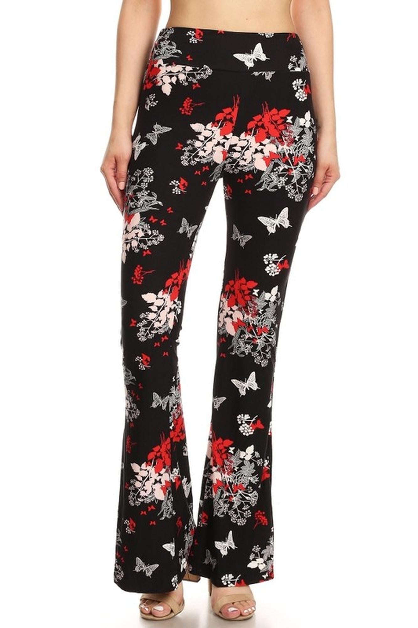Wholesale Buttery Smooth Butterfly Bloom Bell Bottom Leggings