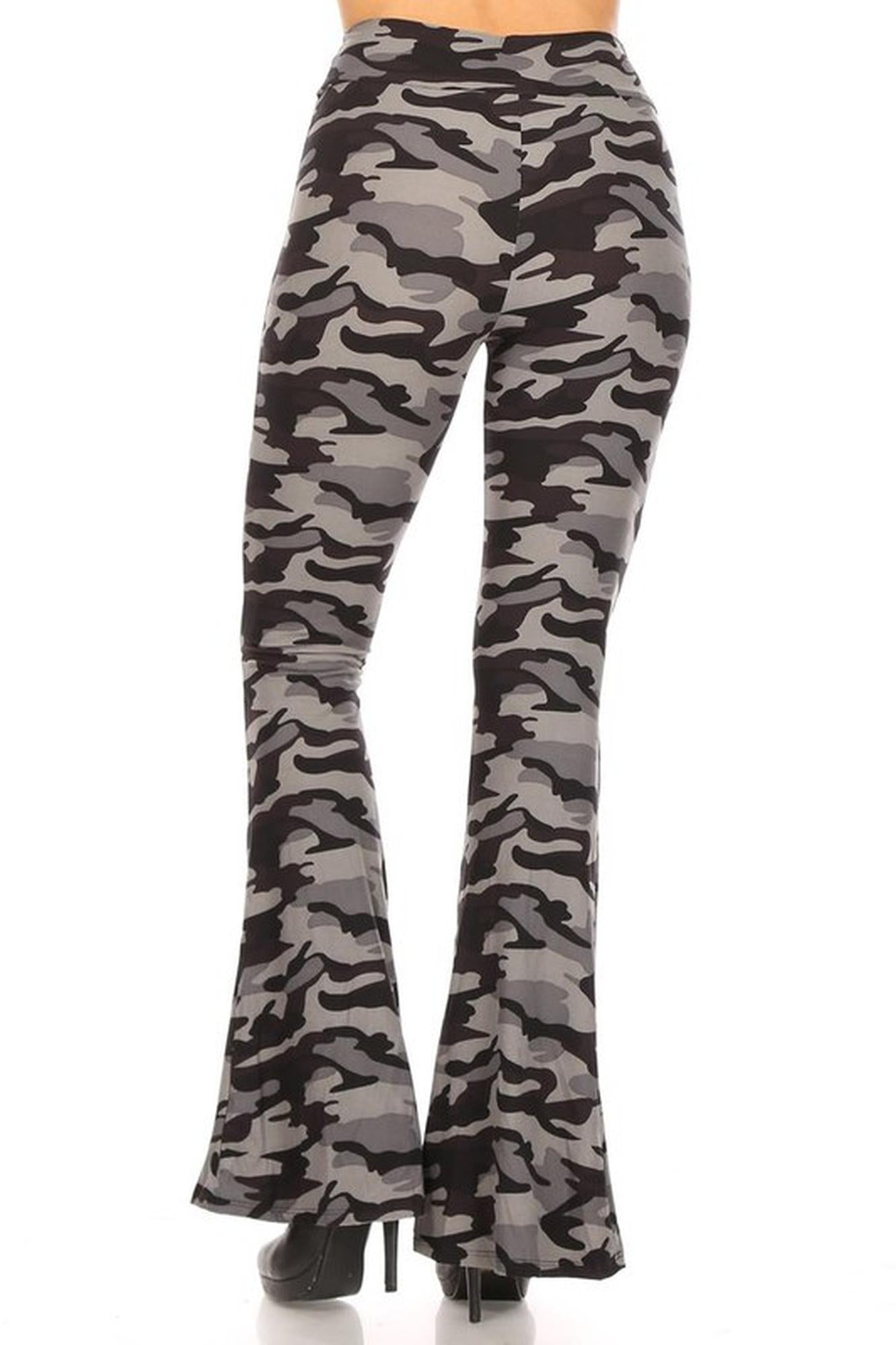 Wholesale Buttery Smooth Monochrome Camouflage Bell Bottom Leggings