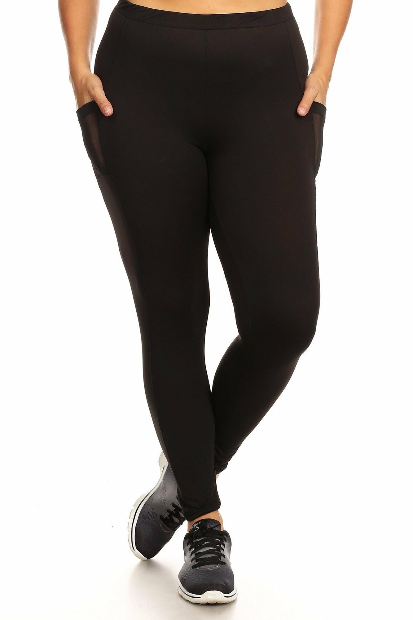 Wholesale Buttery Smooth Sport Basic Plus Size Leggings with Side Pockets
