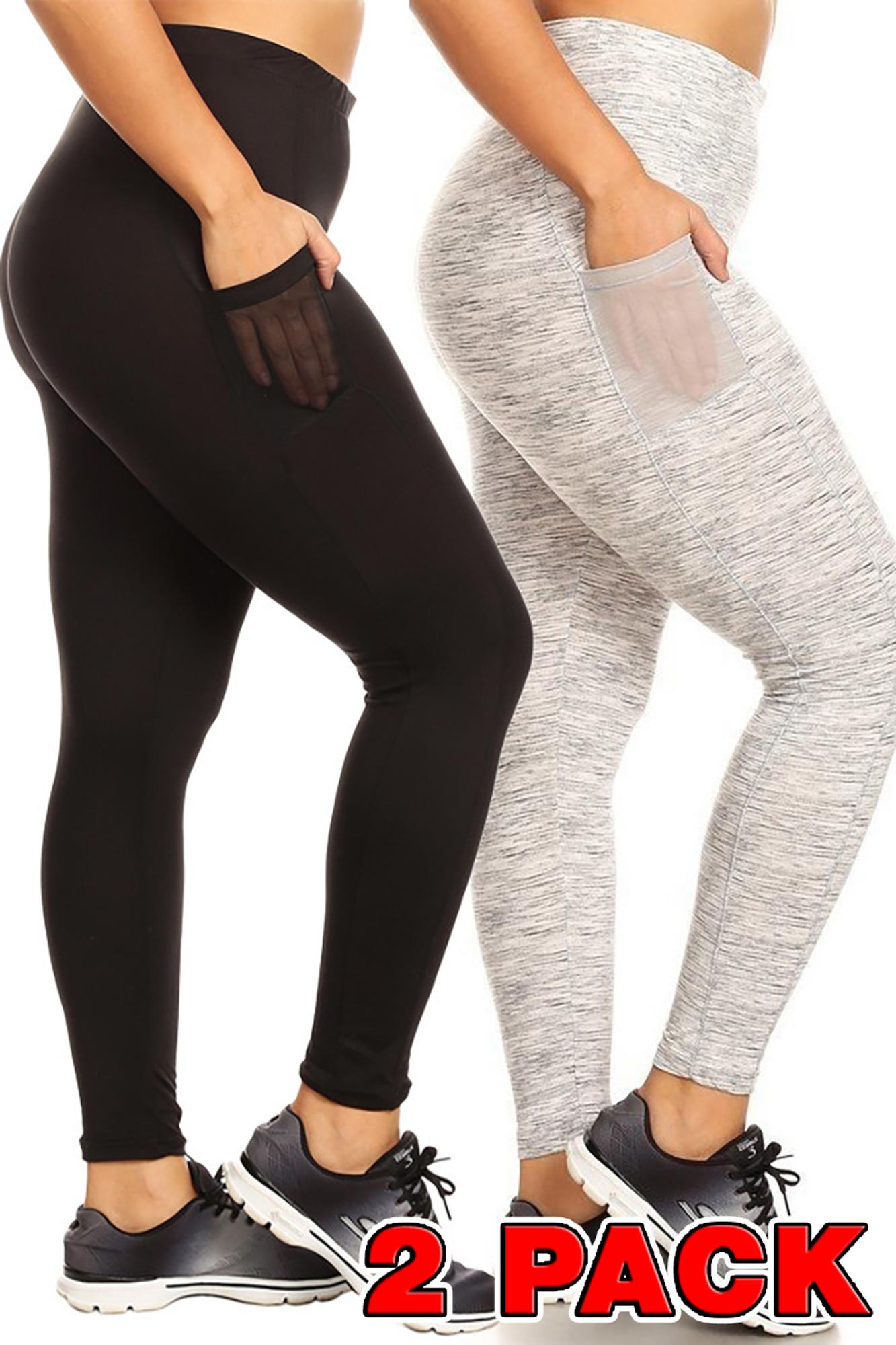 Wholesale Buttery Smooth Sport Basic Plus Size Leggings with Side Pockets