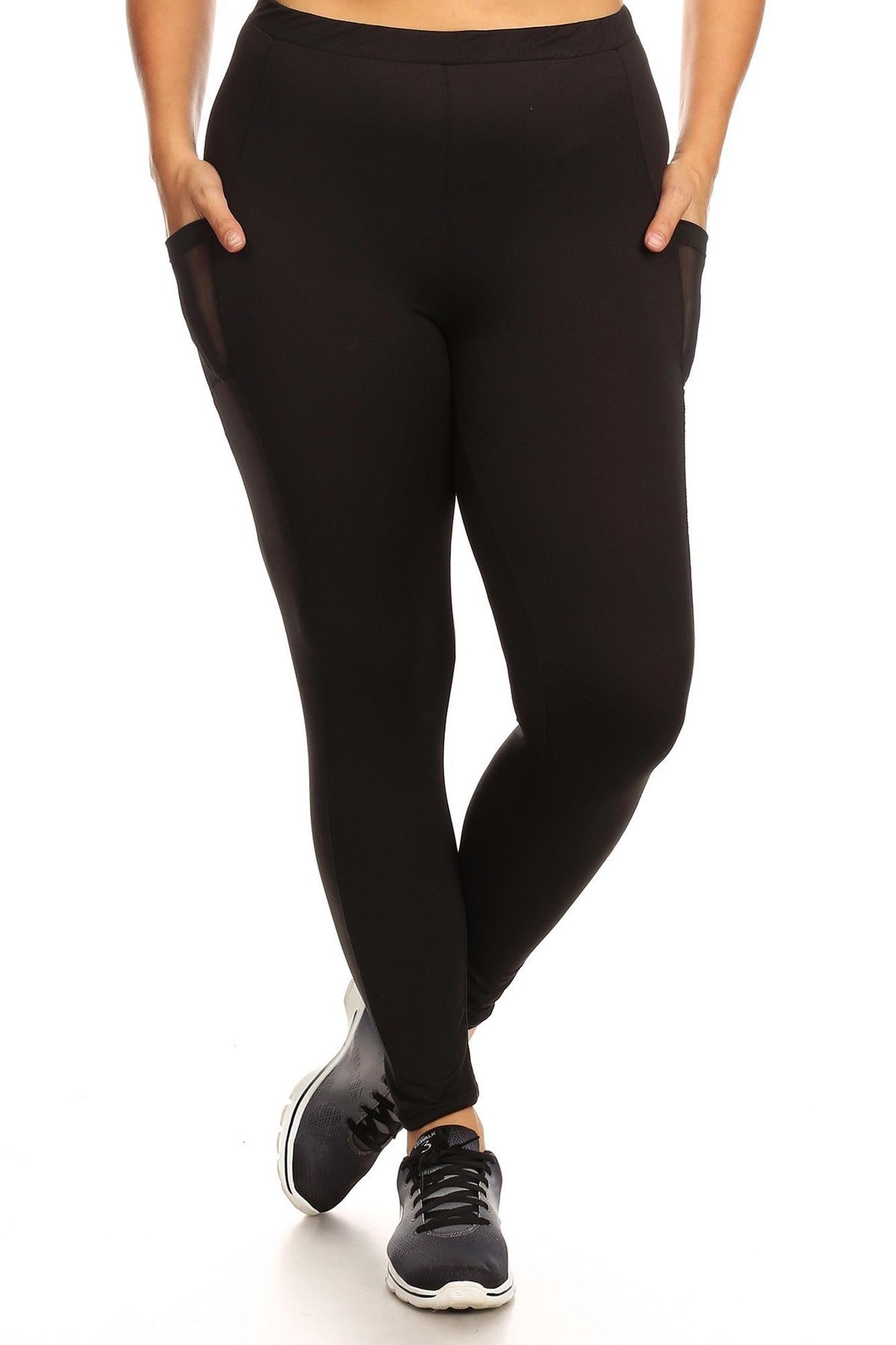 Wholesale Buttery Smooth Sport Basic Plus Size Leggings with Side Pockets