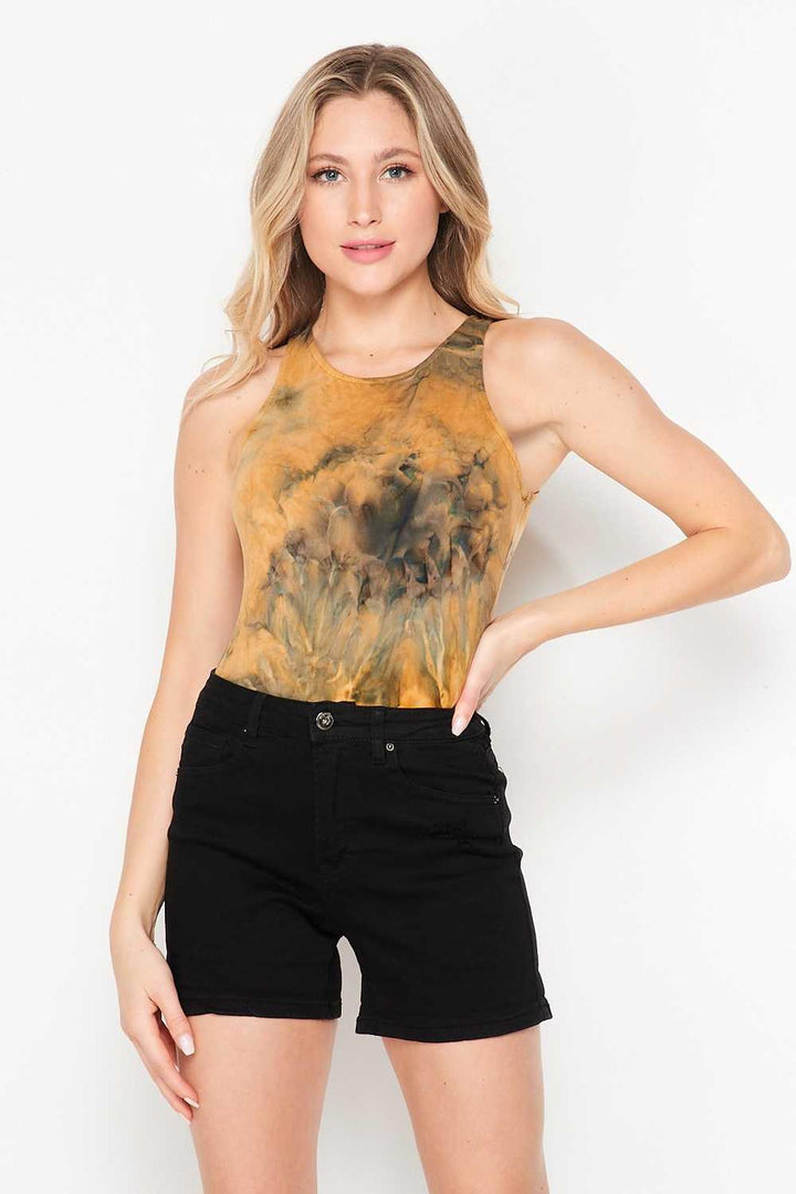 Wholesale Buttery Smooth Camel Tie Dye Bodysuit