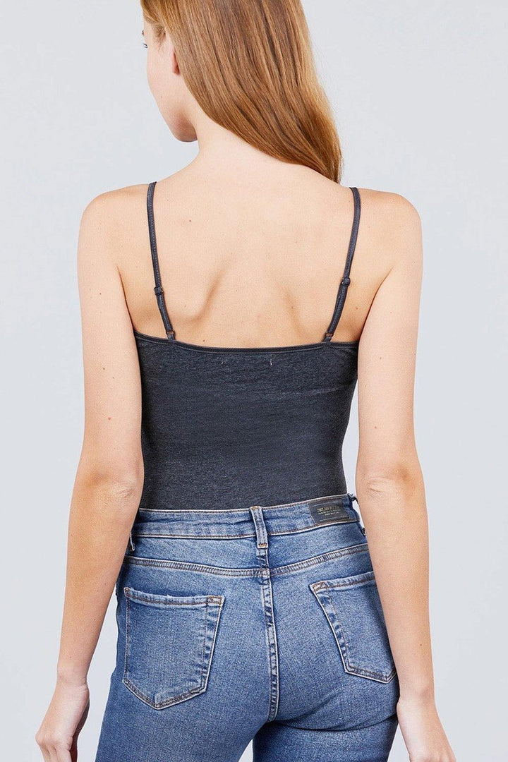 Wholesale Basic Solid Spaghetti Strap Cotton Bodysuit