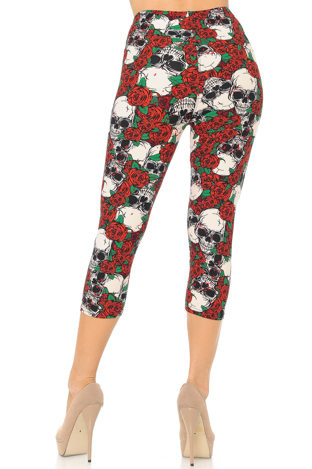 Wholesale Buttery Soft Pink Petal Sugar Skull Capris