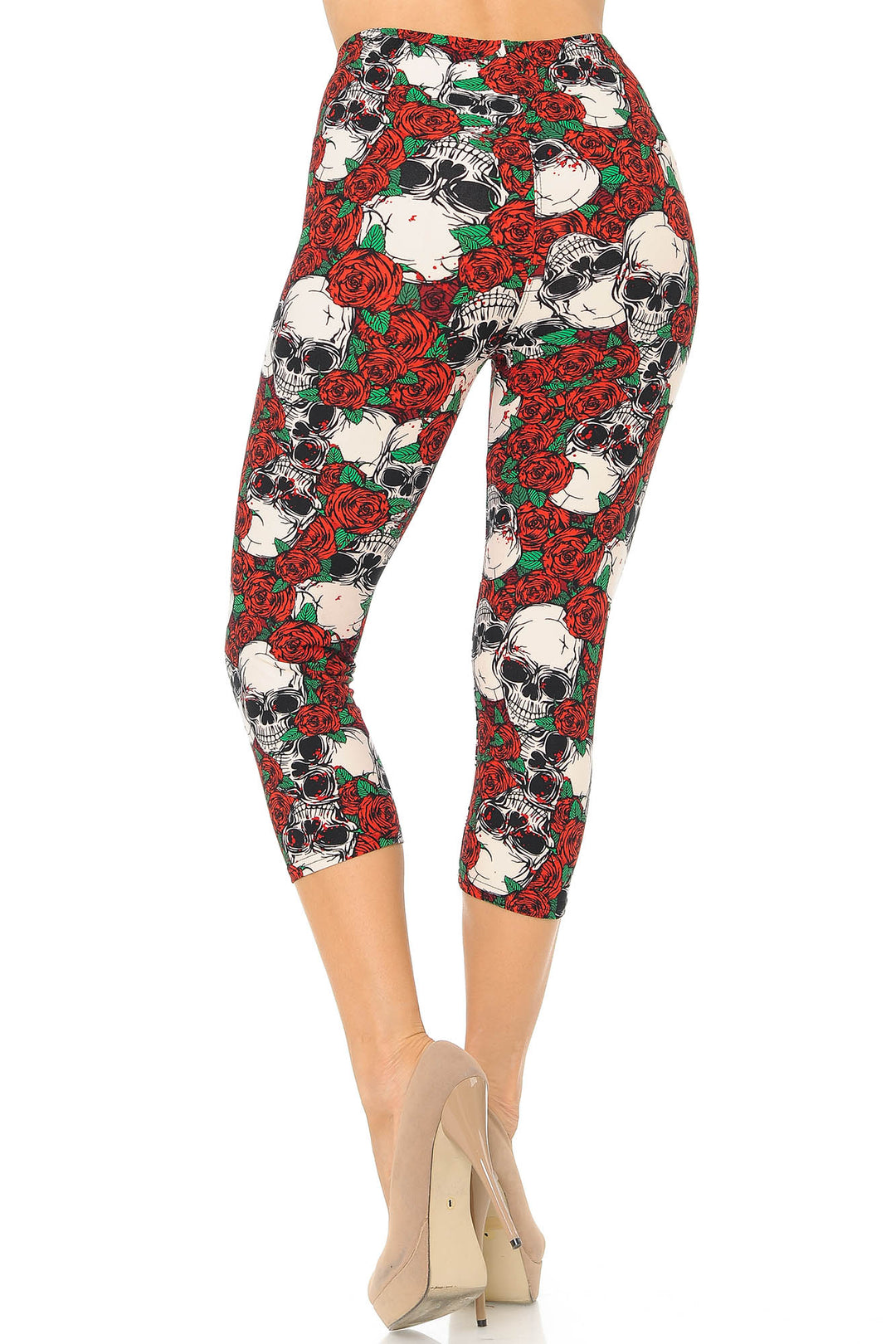 Wholesale Buttery Soft Pink Petal Sugar Skull Capris