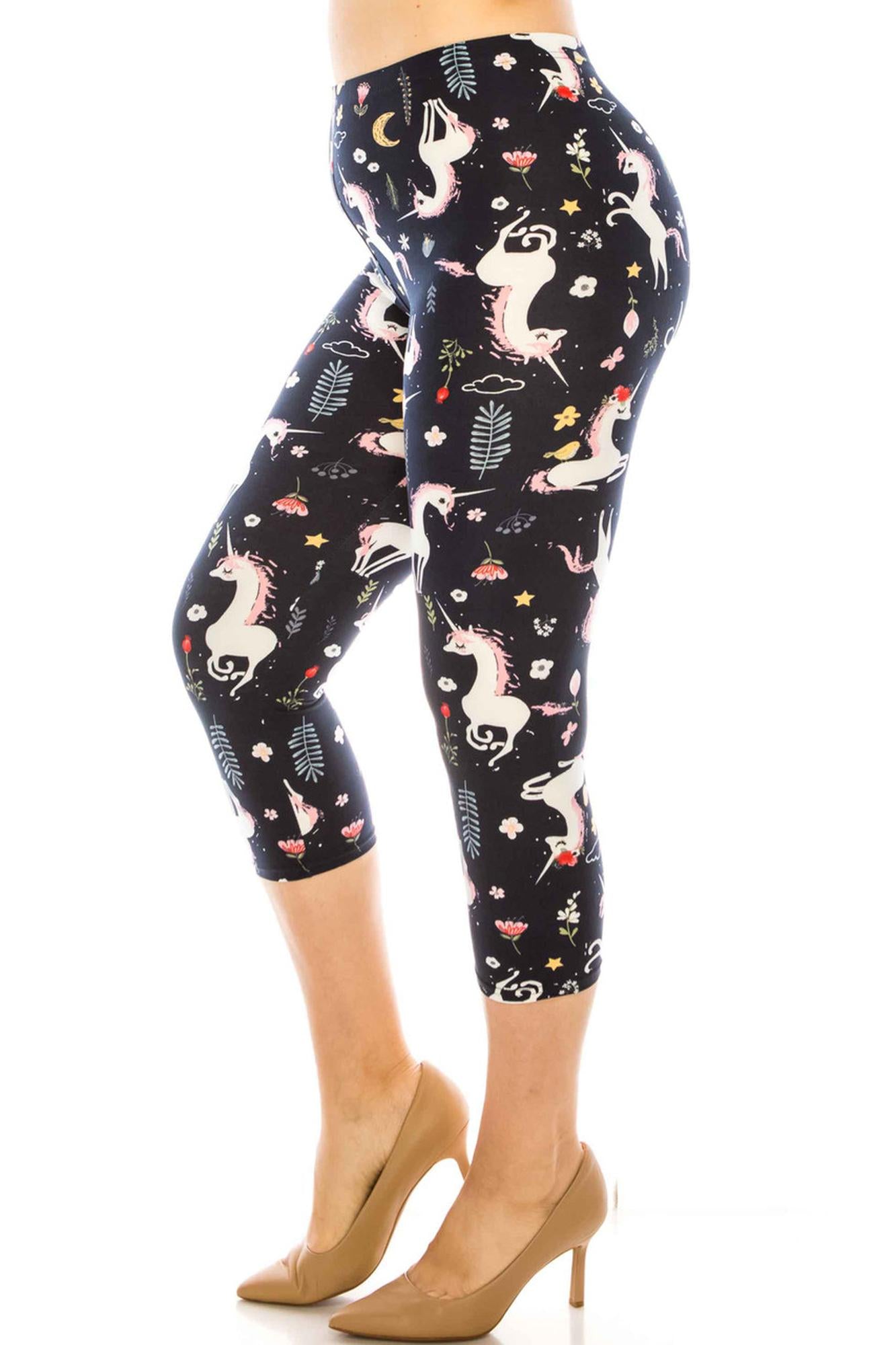 Wholesale Buttery Smooth Unicorns by Night Plus Size Capri