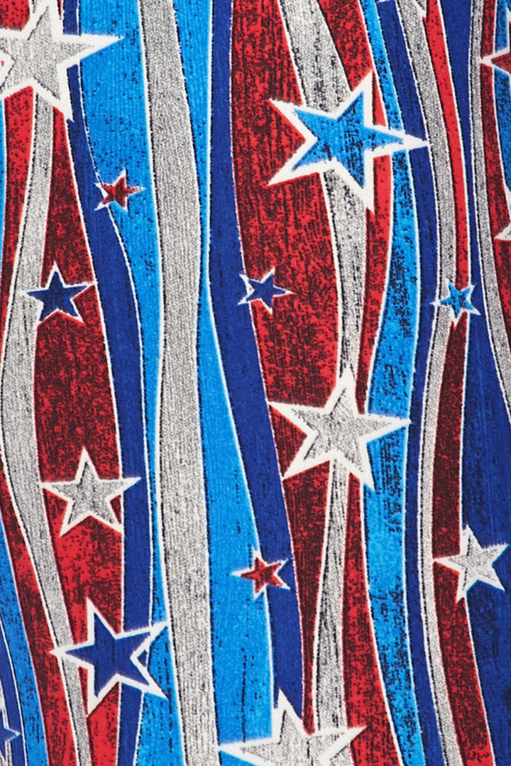 Wholesale Buttery Smooth Metallic USA Flag Capris