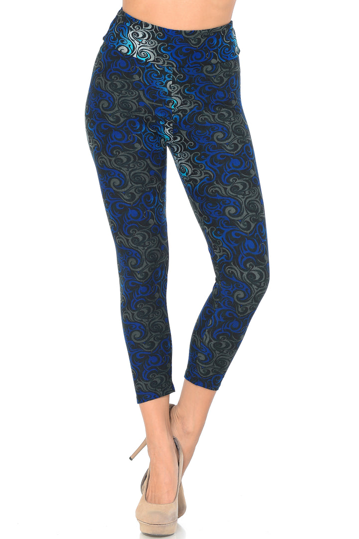 Wholesale Buttery Smooth Tangled Swirl High Waisted Capri - EEVEE