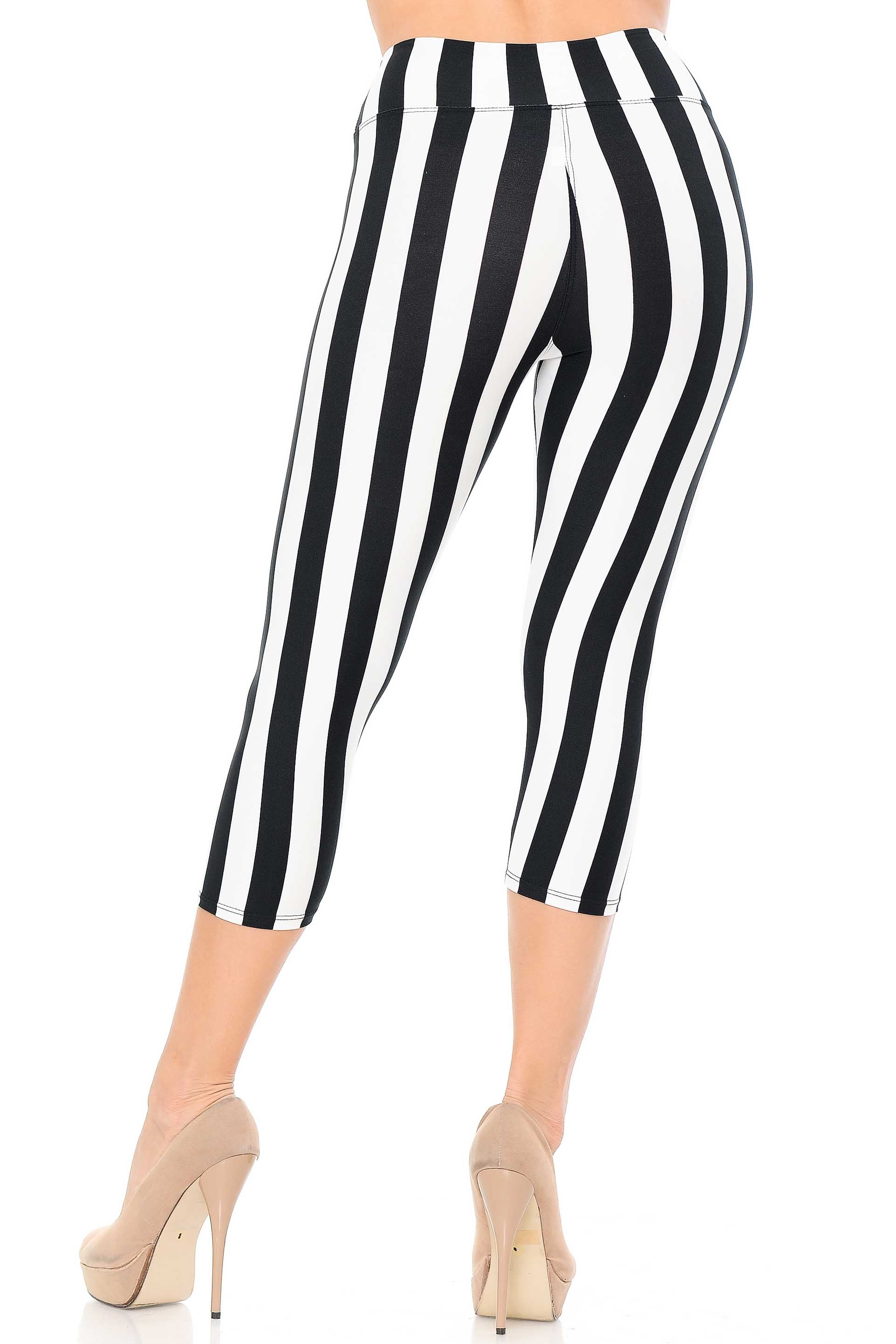 Wholesale Buttery Smooth Vertical Wide Stripe High Waisted Capris - 3 Inches