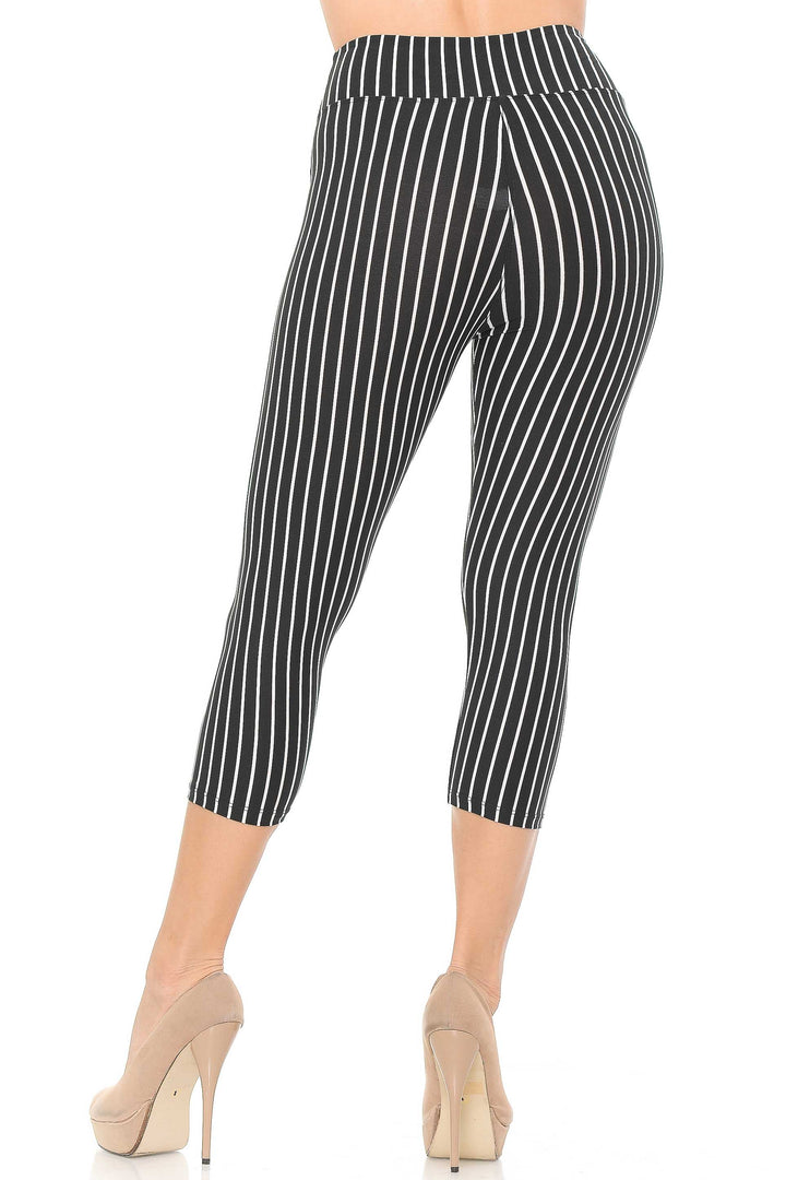 Wholesale Buttery Smooth Pinstripe High Waisted Capris - 3 Inches