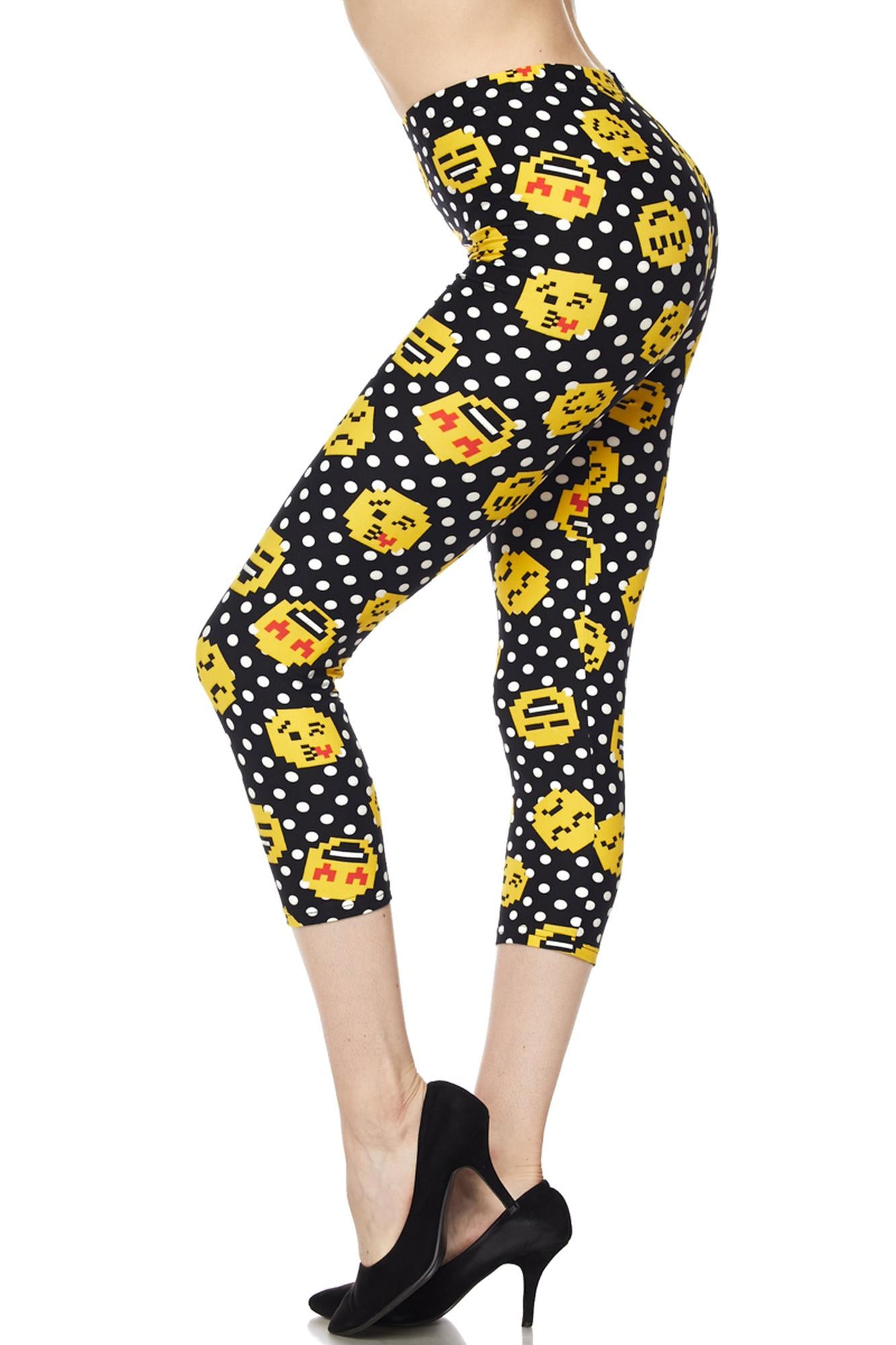 Wholesale Buttery Smooth Retro Pixel Arcade Emoji Plus Size Capris