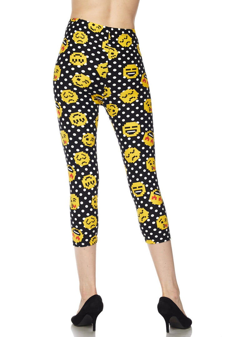 Wholesale Buttery Smooth Retro Pixel Arcade Emoji Plus Size Capris