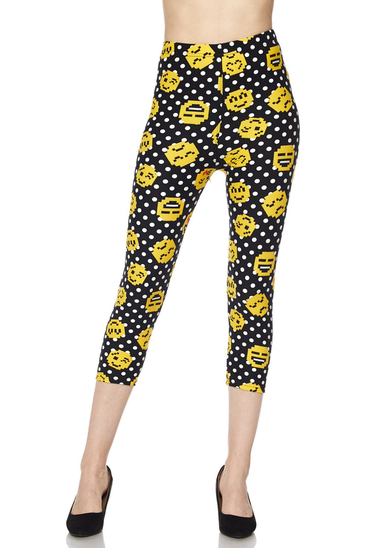 Wholesale Buttery Smooth Retro Pixel Arcade Emoji Plus Size Capris