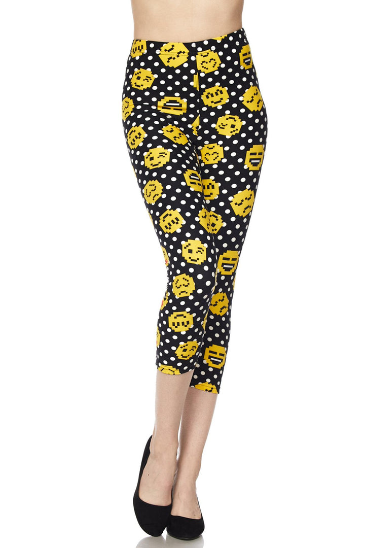 Wholesale Buttery Smooth Retro Pixel Arcade Emoji Plus Size Capris
