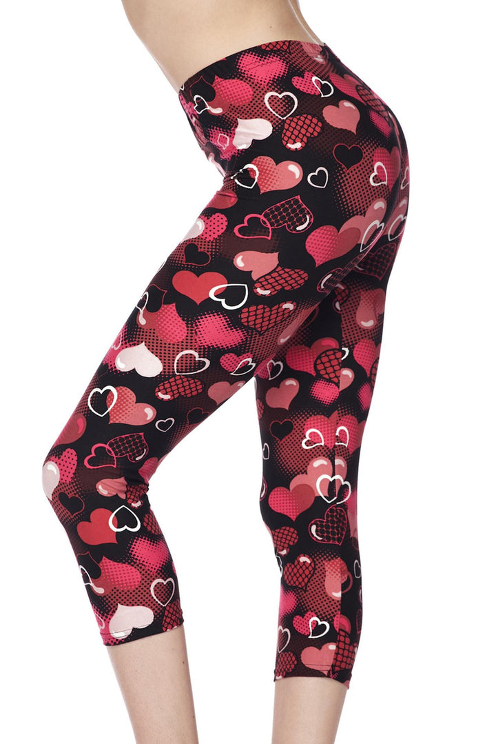 Wholesale Buttery Soft Cute Cartoon Hearts Capris