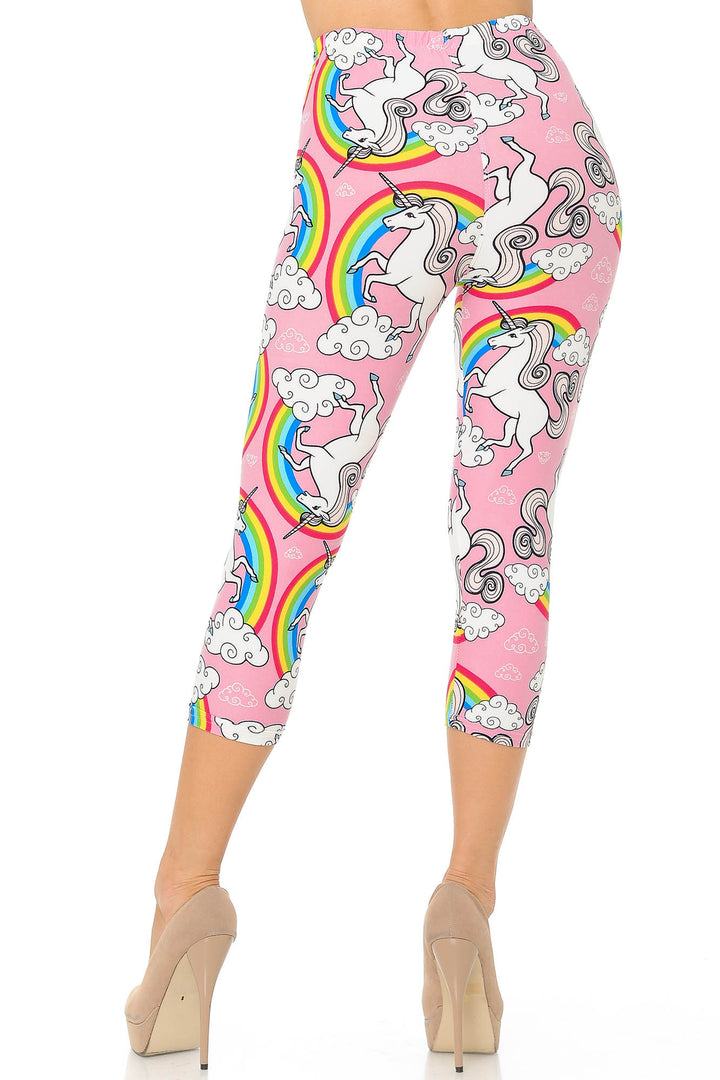 Wholesale Buttery Smooth Pink Rainbow Unicorn Capris